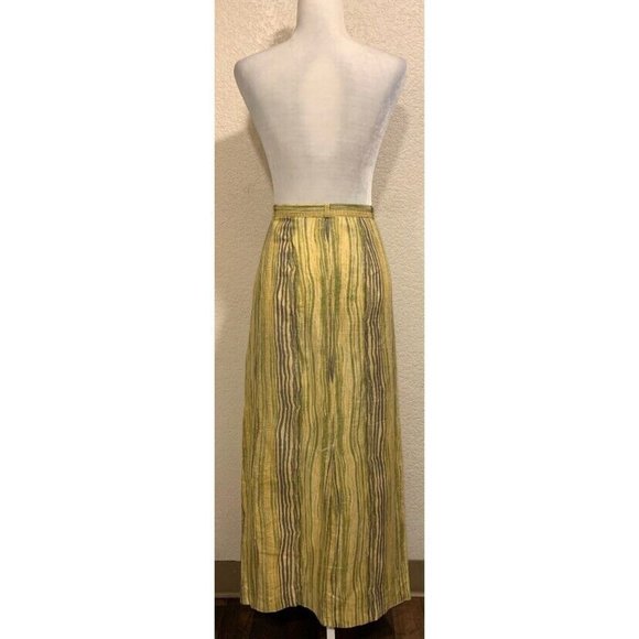 Sport Eight Australia Vintage 70s Yellow/green Striped Maxi Skirt - Picture 5 of 6